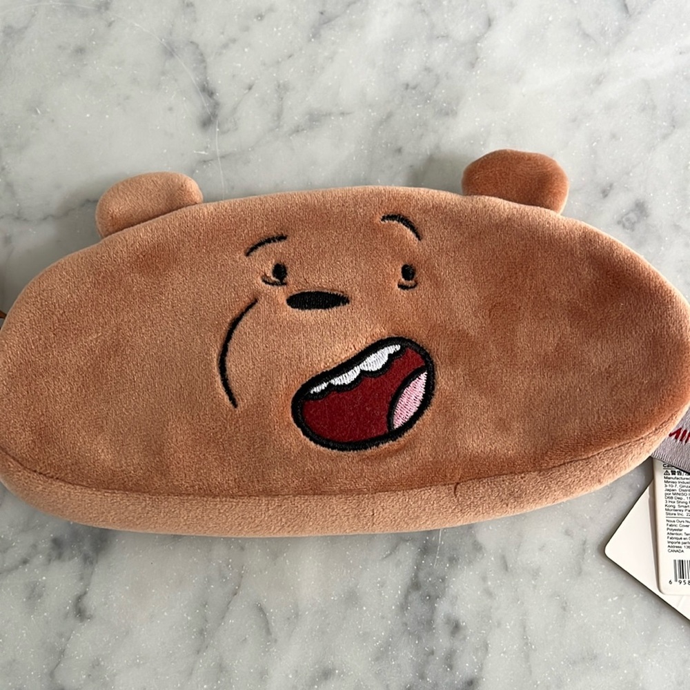 MINISO We Bare Bear Plush Pencil Case Bag